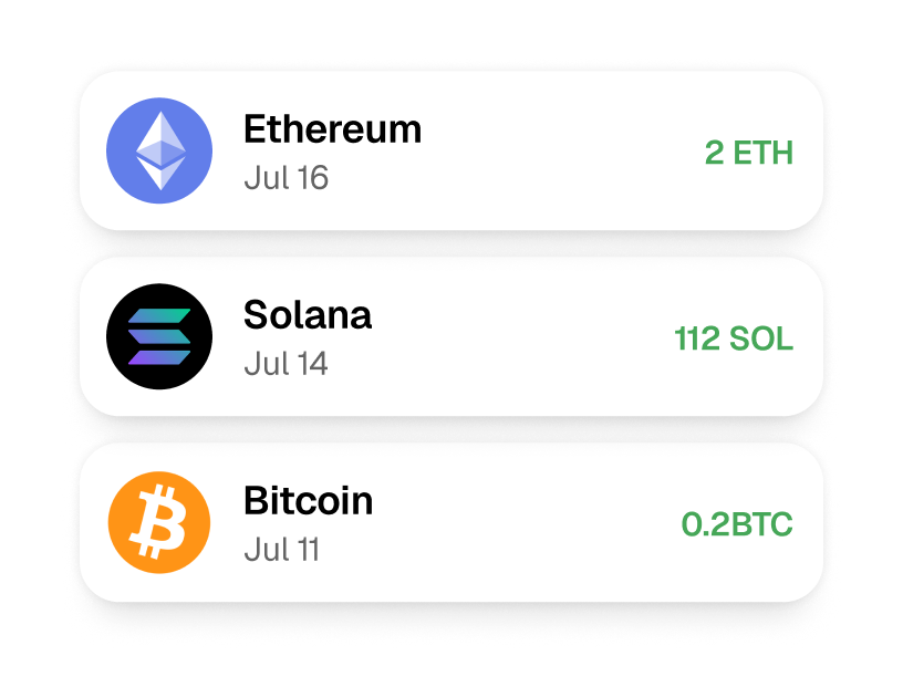Built-in crypto payments