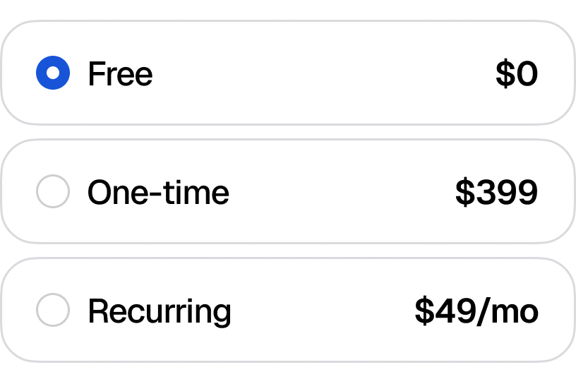 Tiered pricing built in